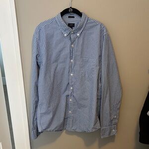 J. Crew Men's Blue Gingham Button Down Shirt